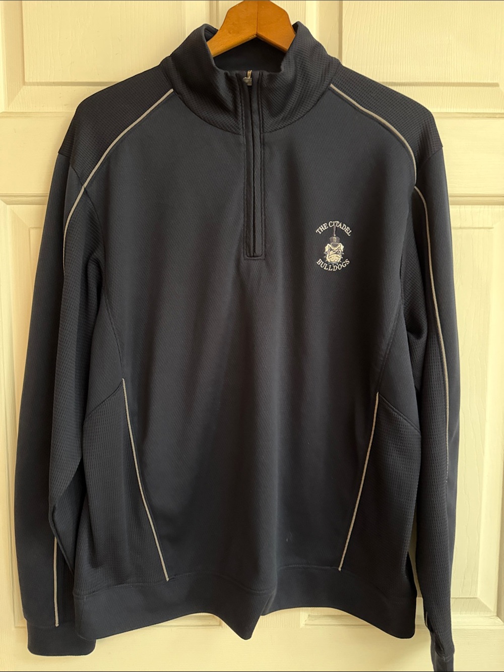 Cutter & Buck Navy Quarter-Zip Performance Jacket with White Logo